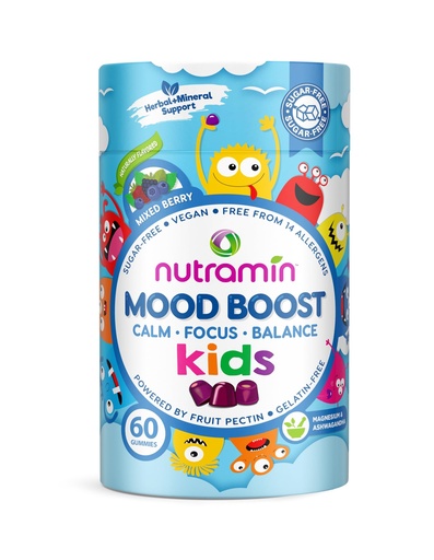 [BRSRGCQOB4HAG3I7] Nutracelle NUTRAMIN Kids Mood Boost Vegan Vitamin Gummy: Magnesium Citrate Supplement for Children with Ashwagandha & Vitamin B Complex to Relax & Focus - Sugar-Free, Wild Berry - 60ct (60 Count)