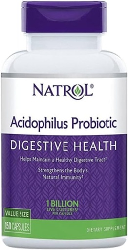 [BRSWIYYOOQMAGYLM] Natrol Acidophilus 100mg Capsules, Unflavored, Purple, 150 Count, Pack of 3