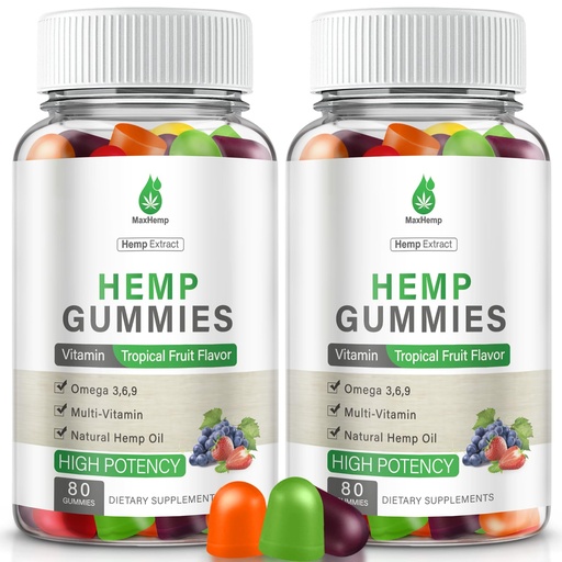 [BRSREAYDBMPBQYL6] Hemp Gummies for Pain, Sleep, Anxiety - Hemp Gummy 100% Natural Organic Extra Strength High Potency with Pure Hеmp Oil Extract Vegan Bear Candy 2 Packs