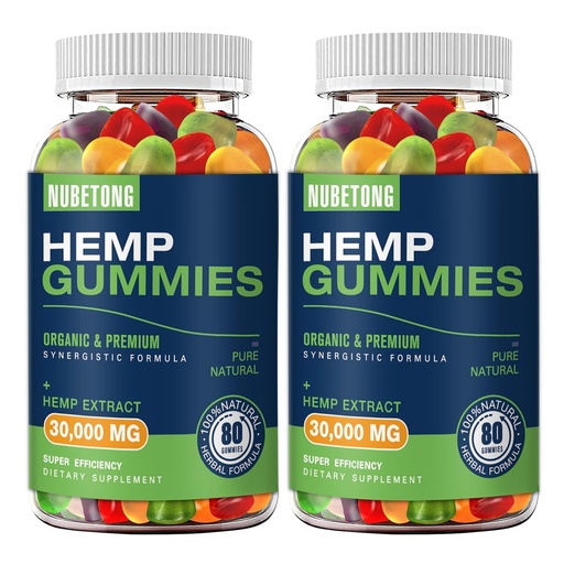 [BRSREFAQBMCGEFLV] 2 Packs Hemp Gummies for Sleep, Pain. Anxiety Extra Strength High Potency Pure Hemp Oil Extract, Natural Vegan Edible Bears, Non-GMO Premium Supplement