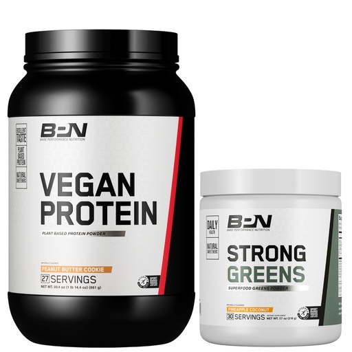 [BRSRAZQPA4NQ4CLJ] BARE PERFORMANCE NUTRITION BPN Vegan Peanut Butter Cookie Protein + Strong Greens Pineapple Coconut Bundle