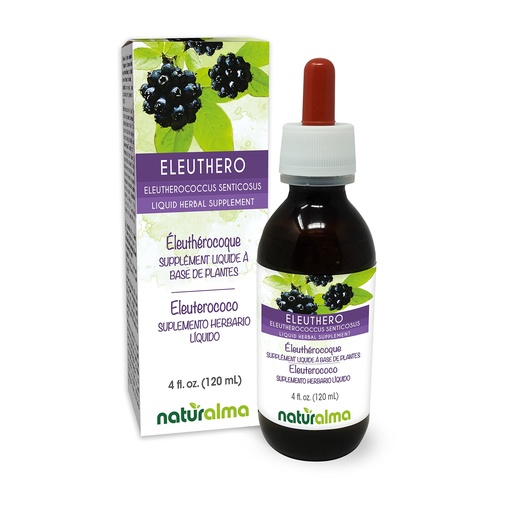[BRSRMYYEAR7R4C3V] Naturalma Eleuthero or Siberian Ginseng (Eleutherococcus senticosus) Root Alcohol-Free Tincture - 4 fl oz Liquid Extract in Drops - Herbal Supplement - Vegan