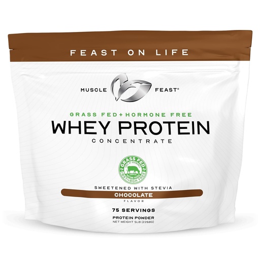 [BRSWKH37OAIBOCLB] Muscle Feast Grass-Fed Whey Protein Concentrate Powder, All Natural, Hormone Free Pasture Raised Whey Protein Powder for Women & Men, Clean, Non-GMO & Gluten Free Whey Concentrate - Chocolate, 5lb