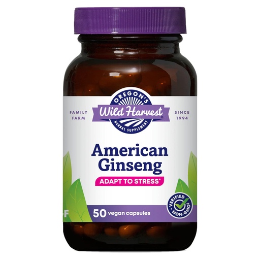 [BRSWIGL7CYNQIDL6] Oregon's Wild Harvest Non-GMO American Ginseng Capsules, 50 Count