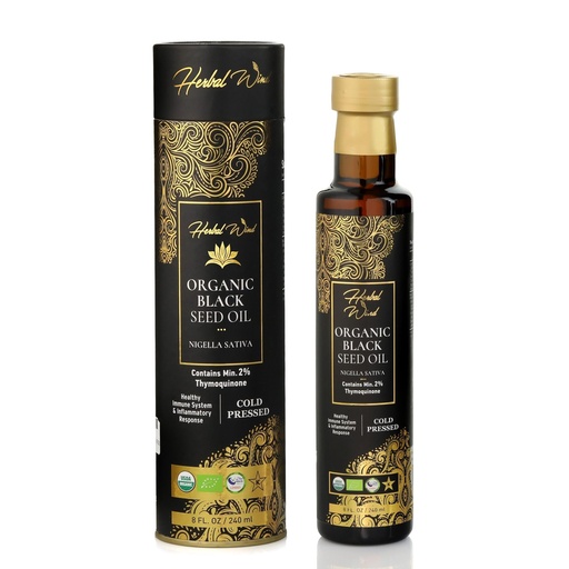 [BRSWGAQYCAJQYADU] Herbal Wind Black Seed Oil: Cold Pressed USDA Organic Black Seed Oil Liquid - Turkish Nigella Sativa Black Cumin Seed Oil with Min. 2% Thymoquinone for Immune Support, Joint Health and More - 8 Fl Oz