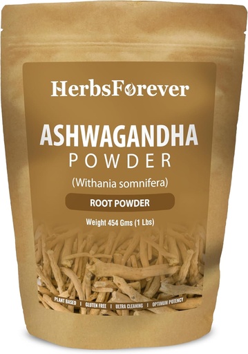 [BRSWIYIZBMNAOCLC] HerbsForever Ashwagandha Root Powder 454g I Winter Cherry, Non-GMO, Vegan, Gluten-Free I Ayurvedic Stress-Buster Supports Energy Booster, Vitality & Rejuvenator Overall Wellness Maximum Strength