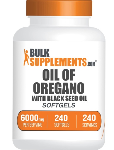[BRSRGZQHCECRQ33H] BulkSupplements.com Oil of Oregano with Black Seed Oil Softgels - Gluten Free, 1 Softgel per Serving (6000mg), 240 Count (Pack of 1)