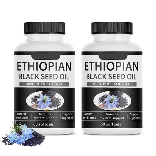 [BRSRGAIQCV5WOFDF] Ethiopian Black Seed Oil Capsules 4.64% Thymoquinone – Purely Nutrient Organic Cold Pressed Black Cumin Seed Oil Softgels, Non-GMO, Gluten-Free, 60 Softgels (2PCS)