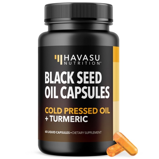 [BRSROC34BV4AKFDD] Black Seed Oil Capsules with Turmeric Curcumin Supplement - Immune & Digestive Health Support - 60 Count - Vegan, Non-GMO, Cold Pressed Black Seed Oil with Curcumin (95% Curcuminoids) - 1 Month Supply