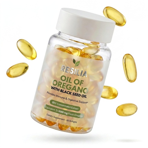 [BRSRGCQECMMGYA33] Resilia Black Seed Oil 6000mg Softgels – Organic Oil of Oregano Capsules for Immune & Digestive Support – Non-GMO, Gluten-Free – New Bottle Packaging (60 Count)