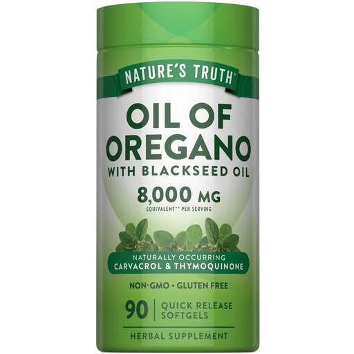 [BRSRGZDYAAHRG3LA] Nature's Truth Oil of Oregano Pills with Black Seed Oil | 90 Softgels | Naturally Occurring Carvacrol | Non-GMO & Gluten Free Supplement