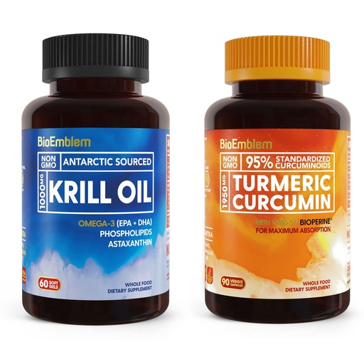 [BRSRMYD6BMJQKD3D] BioEmblem Antarctic Krill Oil Supplement Turmeric Curcumin Supplement with BioPerine