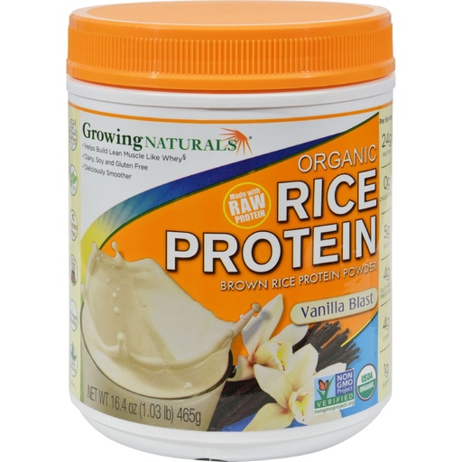 [BRSWIFYTB4MQY3A7] Growing Naturals: Organic Rice Protein Vanilla Power, 16.8 oz