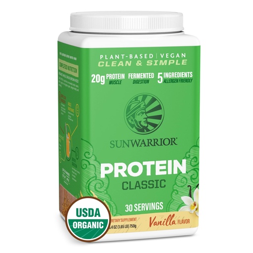 [BRSWGYAFDMAR6AY2] Sunwarrior Organic Classic Vanilla Protein, 750 GR