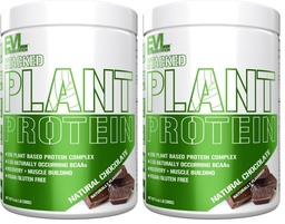 Evlution Nutrition Stacked Plant Protein Powder, Vegan, Non-GMO, Gluten-Free, Probiotics, BCAAs, Fiber, Plant-Based Protein Complex, 300G (Natural Chocolate) (Pack of 2)