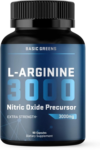 [BRSWYYYLOYBAMFAU] L-Arginina 3000mg Nitric Oxide Suplemento para Hombres y Mujeres – Capsules no vegetarianos con punta de remolacha para la circulación, resistencia, energía, resistencia, rendimiento y soporte de entrenamiento – 90 caps