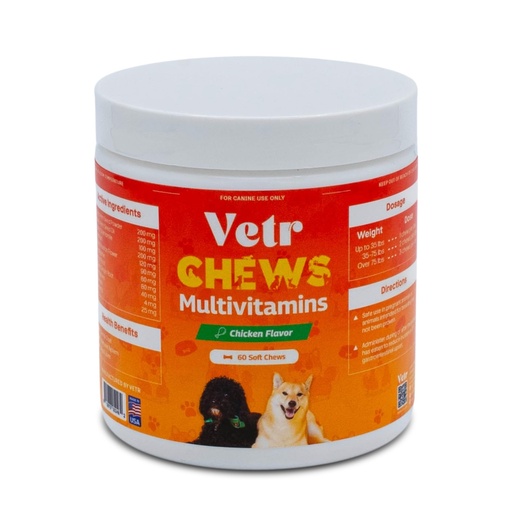[BRSRGYA5ABYQ4DTA] Vetr Dog Multivitamin Treats, 60 Chews Chicken Flavor, Daily Pet Dog Vitamins and Supplements with Glucosamine, Chondroitin, & Probiotics, Hip & Joint, Immune Support, & Digestive Care