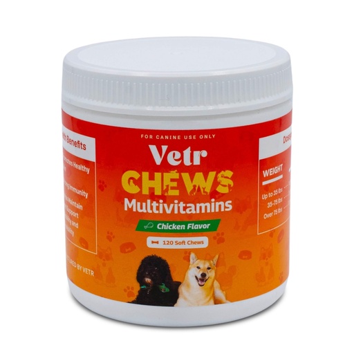 [BRSRGYA5PMMGO3Q6] Vetr Dog Multivitamin Treats, 120 Chews Chicken Flavor, Daily Pet Dog Vitamins and Supplements with Glucosamine, Chondroitin, & Probiotics, Hip & Joint, Immune Support, & Digestive Care