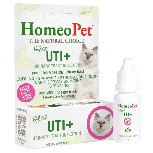 [BRSWIFYGBQMBOE3K] HomeoPet Feline UTI+ Safe and Natural Urinary Tract Supplement for Cats Feline Urinary Tract Support 15 Milliliters