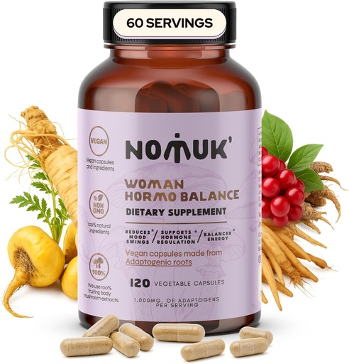 [BRSWGFADCV5WG2TX] Woman Hormo Balance Adaptogens Supplements with Maca Panax Ginseng Shatavari Schisandra Formula Designed for Women’s Wellness & Hormone Harmony Support 120 Vegan Capsules