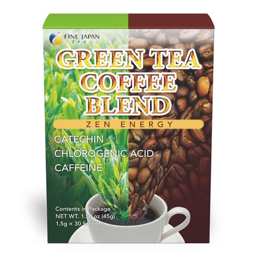 [BRSREAYDAACQYDQZ] FINE JAPAN Green Tea and Coffee Blend Powder/Catechins and Chlorogenic Acid/Made in Japan/ 30 Sticks (45g)