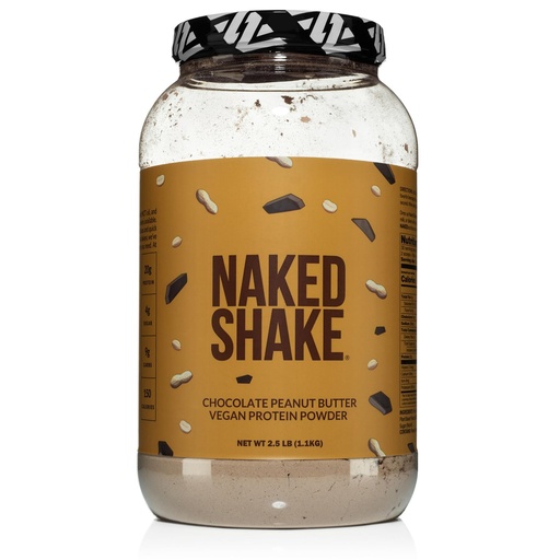 [BRSRMA32CIPQKEYU] NAKED Shake - Chocolate Peanut Butter Protein Powder - Vegan Protein Powder from US & Canadian Farms with MCT Oil, NSF Certified, Gluten-Free, Soy-Free, No GMOs or Artificial Sweeteners - 30 Servings