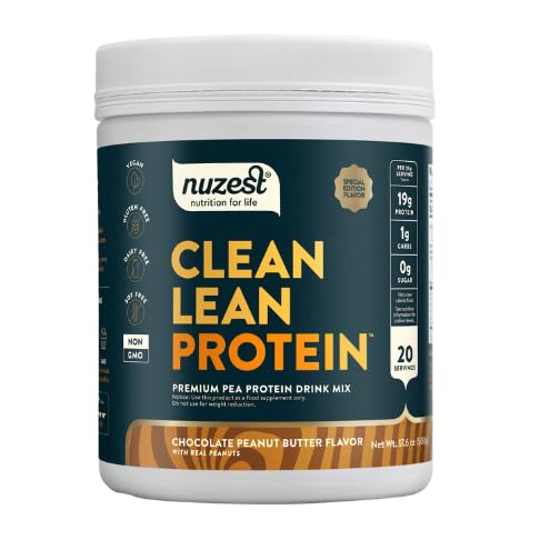 [BRSRAYAZOR7QI2DV] Nuzest - Pea Protein Powder - Clean Lean Protein, Premium Vegan Plant Based Protein Powder, Dairy Free, Gluten Free, GMO Free, Protein Shake, Chocolate Peanut Butter, 20 Servings, 1.1 lb