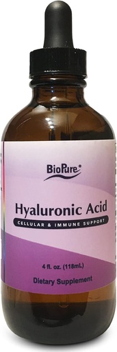 [BRSWKYQ3BEFWE2DY] BioPure Hyaluronic Acid Liquid Solution – All Natural, Highly Bioavailable Form of Hyaluronic Acid for Oral & Topical Use to Benefit Joint Lubrication and Skin Hydration, Elasticity – 4 fl oz