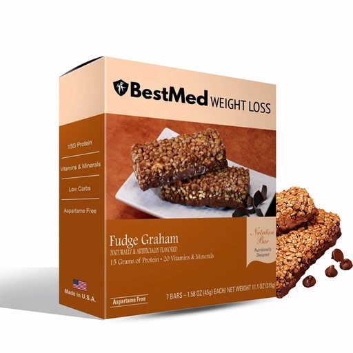 [BRSROEI6CADWA2TZ] BestMed Protein Bar – 15g Protein, Low Carb, Low Sugar, High Fiber, Low Calorie Meal Replacement Nutrition Bar, Healthy Snack for Weight Management Diet (Fudge Graham, 7 Count)
