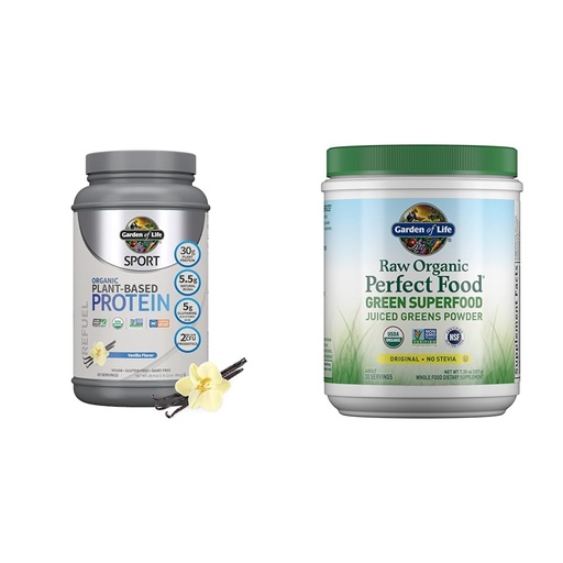 [BRSRAYYYOZ4AO3YU] Garden of Life Organic Vegan Sport Protein Powder, Superfood Juiced Greens Powder - Probiotics, BCAAs, Antioxidants, 30g Plant Protein, 2 Billion Probiotics Non GMO