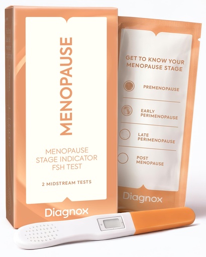 [BRSRAAY7CAJRS2TX] Diagnox Health Menopause Test, At-Home FSH Test Strips to Identify Menopause Stages - Fast 5-Minute Results, Clinical-Grade Midstream Strips (2 Pack)