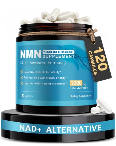 [BRSRGBIEBEIQGDL4] NMN Supplement, 4-in-1 Liposomal NMN 1000mg with Resveratrol, TMG & Quercetin – NMNH Alternative & NAD+ Precursor for Men & Women – Supports Cellular Energy & NAD+ Levels – 120 Capsules