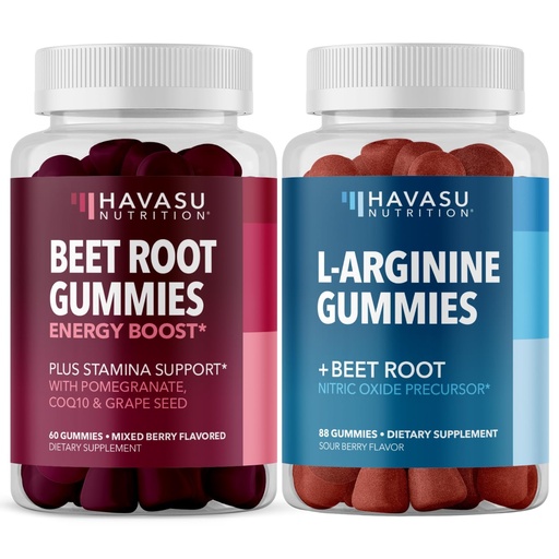 [BRSRAZAHB4JRUFY3] HAVASU NUTRITION Beet Root Gummies + L-Arginine Gummies Bundle: Mixed Berry and Sour Berry Flavored Gummies