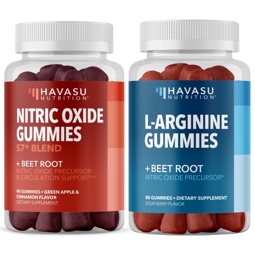 [BRSRAZAHB4OR4A3Z] Nitric Oxide Gummies + L-Arginine Gummies Bundle: Green Apple and Cinnamon and Sour Berry Flavored Gummies