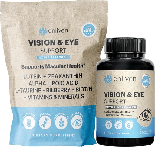 [BRSROCQQOQMGG3Q3] Lutéine et Zeaxanthin Eye Health Supplement (supplément pour la santé des yeux) Support de la vision avec des antioxydants, du zinc, de la vitamine C et de la vitamine E) Aide à réduire la souche oculaire, soutenir la santé maculaire et la clarté 60 Capsules Fabriqués aux États-Unis