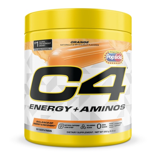 [BRSRECY3CR7GOHTL] C4 Energy + Aminos Powder | Orange Popsicle | 5g BCAA & EAAs for Muscle Recovery, 3 Electrolytes for Hydration, 100mg Natural Caffeine | Pre-Workout | Zero Sugar, 30 Servings