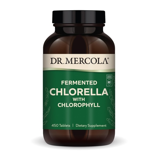 [BRSWIALYOB4A42TC] Dr. Mercola Fermented Chlorella - Supports Normal Detox & Cellular Energy - with Chlorophyll & Trace Minerals - Vegan - Non-GMO - 1 g - 450 Tablets