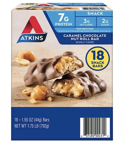 [BRSROAL2OYAWAFDZ] Valpa Products Atkins Balanced Lifestyle Variety Pack, Meal Bars + Snack Bars + Endulge Treats (18 ct.) (Caramel Chocolate)