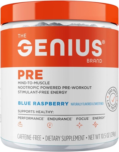 [BRSW2YYCAAIGGFDX] Genius Brand Genius Pre - puhas enne treeningut pulber energia, fookuse ja fitness toetust - Ei kunstlik maitsed, säilitusained, või Proprietary segud - Non-GMO - 20 Servings - Blue Vaarika