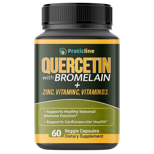 [BRSREZIDO5YQ4F37] Quercetin with Vitamin C, Zinc, Bromelain & Vitamin D3-60 Veggie Caps - Quercetin 500mg - Non-GMO, Gluten-Free, Vegan - 1 Month Supply