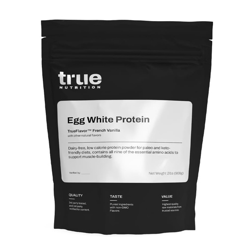 [BRSROBL6BEJWM3TL] True Nutrition Egg White Protein Powder - 24g Dairy Free Lactose Free Egg Protein - Paleo, Keto, Carnivore, Gluten Free, Soy Free, Non-GMO - French Vanilla - 2 lb