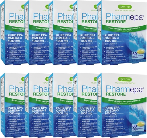 [BRSWY2QHDIPAO2T3] Igennus Pharmepa Restore, Pure EPA 1000mg, Omega 3 rTG Fish Oil, IFOS Certified, High Absorption, 90% Concentration Triple Strength, Wild & Sustainable, Lemon Flavor, 10-Month Supply, Pack of 10