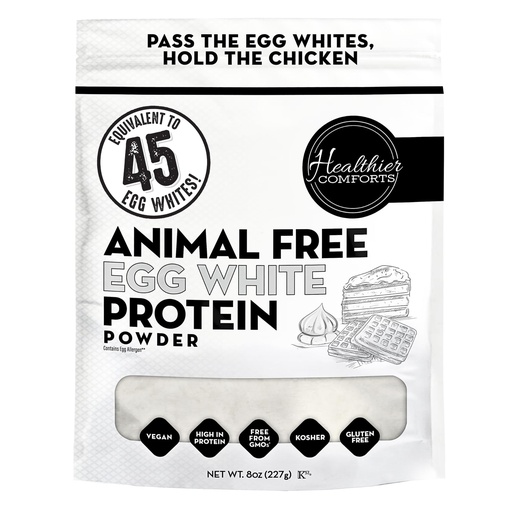 [BRSRGY34CQMQI2A3] Healthier Comforts Animal-Free Egg White Protein Powder | Make Vegan Egg Omelets, Angel Food Cake, Meringue, Protein Shakes | Whips and Binds Just Like Traditional Egg Whites (8 oz)
