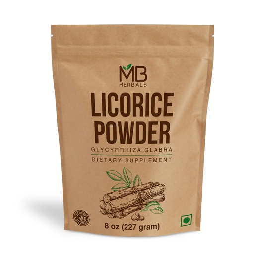 [BRSWGZYNOAFREDL5] MB Herbals Licorice Root Powder 8 oz (227 Gram / 0.5 lb) | Glycyrrhiza glabra Root Powder | Mulethi Yashtimadhu