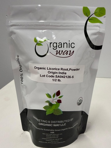 [BRSWYAQPCUJQODLZ] Organic Way Licorice Root Powder (Glycyrrhiza glabra) - Herbal Tea | Kosher & USDA Certified | Vegan, Non-GMO & Gluten Free | Tested for Heavy Metal and Purity | 100% Raw from India (1/2LBS / 8Oz)