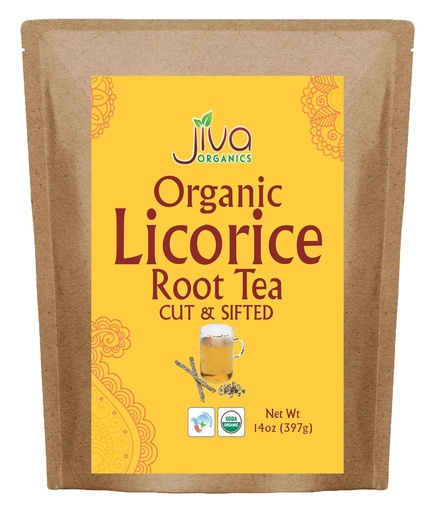 [BRSWYFL2OAMRGELG] Jiva Organics Organic Licorice Root Tea (Cut & Sifted) Bulk 14 Ounce Kraft Bag - Non-GMO, Dried & Pure - Glycyrrhiza glabra