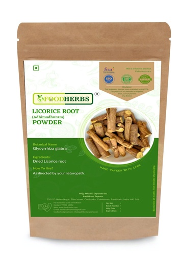[BRSWGYI2O4MWYFLL] Foodherbs Licorice Root Powder | 200 GMS /0.44 Lbs | Adhimadhuram | Glycyrrhiza Glabra Root | Mulethi | Gut and Respiratory Wellness