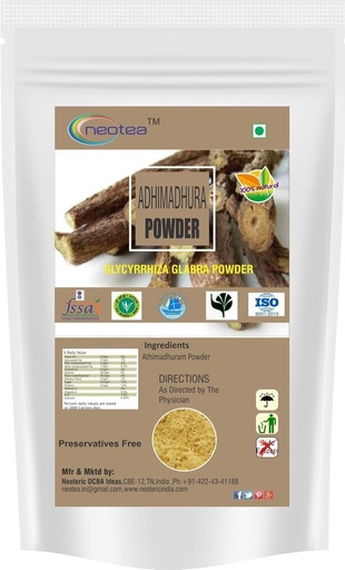 [BRSREHQNAUGRYCTD] neotea Organics Licorice Root Powder | Athimadhuram Powder | Glycyrrhiza Glabra | Mulethi | Yashtimadhu | 100% Pure & Natural | Non-GMO | Product of India (100 GM(3.52 OZ))