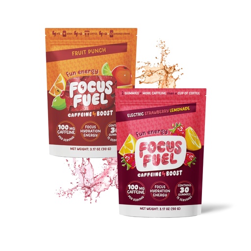 [BRSREEA5AAFG2FDH] FocusFuel Energy Chews Variety Pack – Strawberry Lemonade & Fruit Punch (2-Pack, 30 Servings Total) – 100mg Natural Caffeine + Nootropics – Juicy Energy, No Crash
