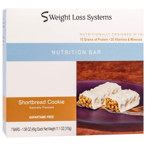 [BRSWGEALAAMBMFA7] Weight Loss Systems Protein Bar - Crispy Shortbread (7/Box) - High Protein 15g - Low Carb 9g - Aspartame Free